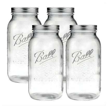 Frasco Vidrio Mason Jar Ball 64 Oz Boca Ancha Original 4pz Transparente Ball