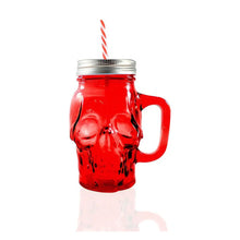 3pz Tarros Calavera Vaso Frasco Vidrio Mason Jars Cerveza Color Rosa, Rojo y Morado