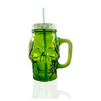 3pz Tarros Calavera Vaso Frasco Vidrio Mason Jars Color Verde