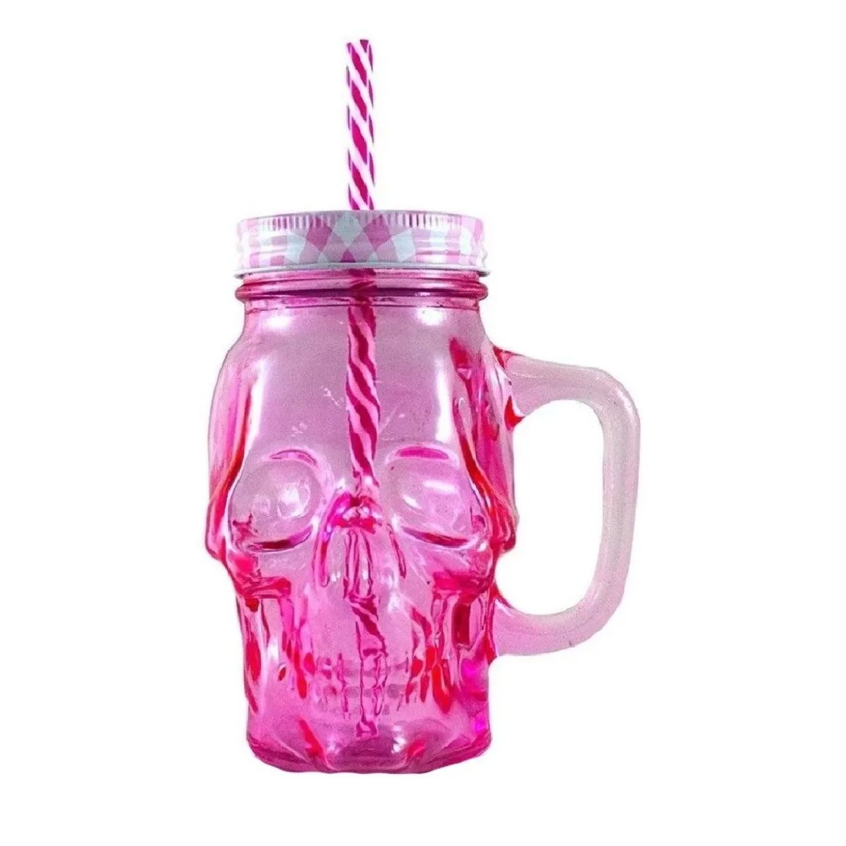 3pz Tarros Calavera Vaso Frasco Vidrio Mason Jars Cerveza Color Rosa