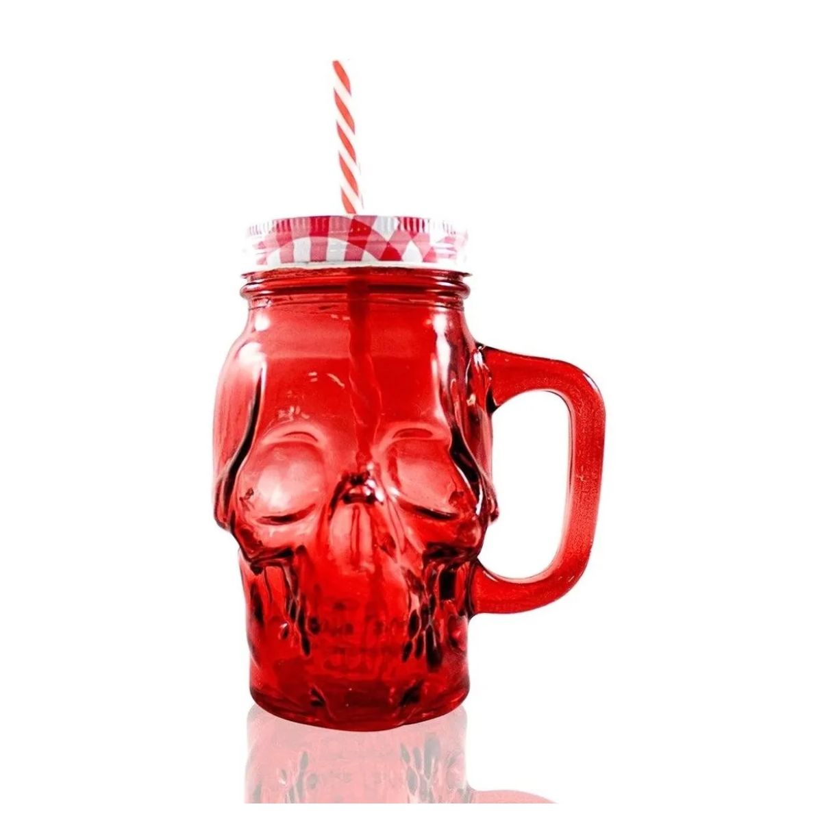 3pz Tarros Calavera Vaso Frasco Vidrio Mason Jars Cerveza Color Rojo