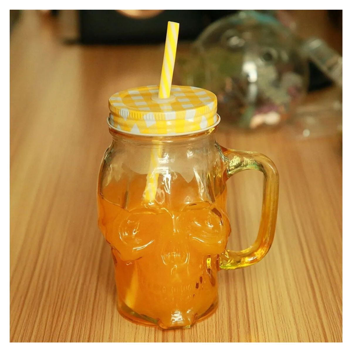 Mason Jar Tarro Vaso Calavera Skull Frasco Amarillo 6 Pz