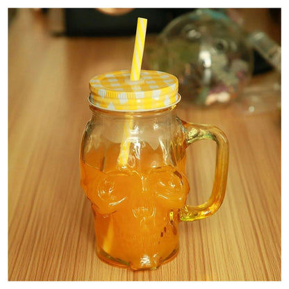 Mason Jar Tarro Vaso Calavera Skull Frasco Amarillo 6 Pz