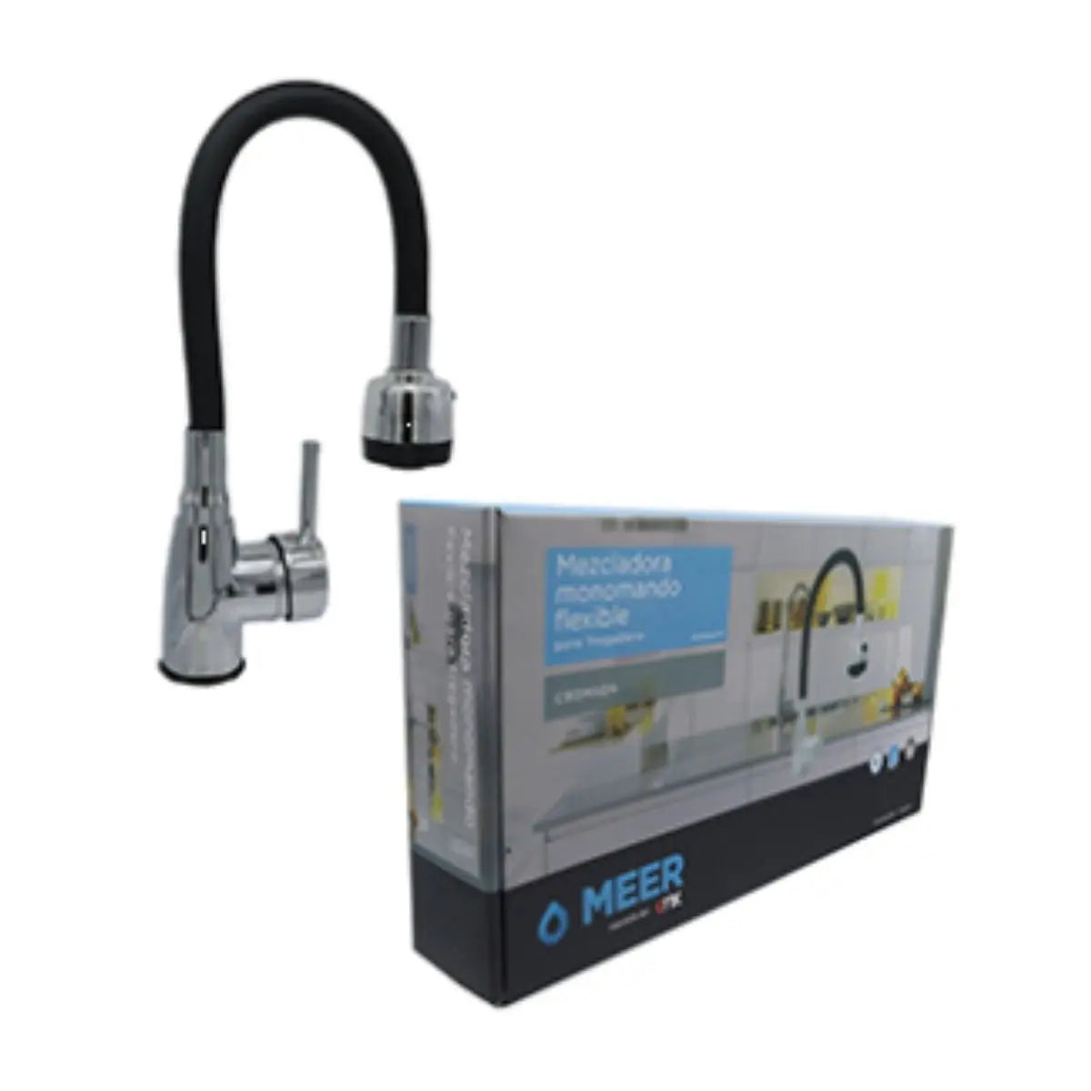 Mezcladora Monomando Flexible Fregadero Meer Cromada - CNX - vista lateral