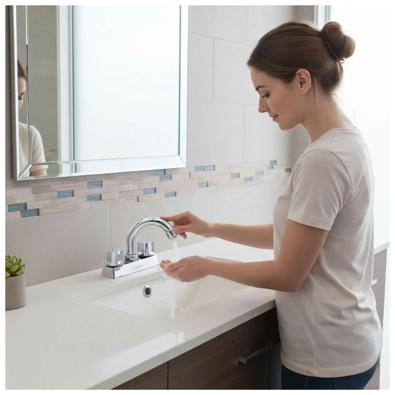 Meer Mezcladora Lavabo 4" Cierre 1/4 de Vuelta MASTER 24PZ - CNX - vista lateral
