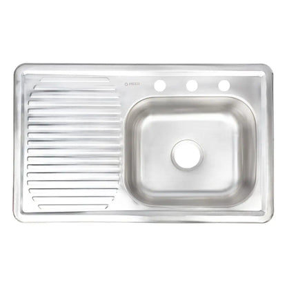 Meer Tarja Sencilla Empotrar Escurridero Izquierdo 100×50×15 cm Acero Inoxidable - CNX - vista trasera