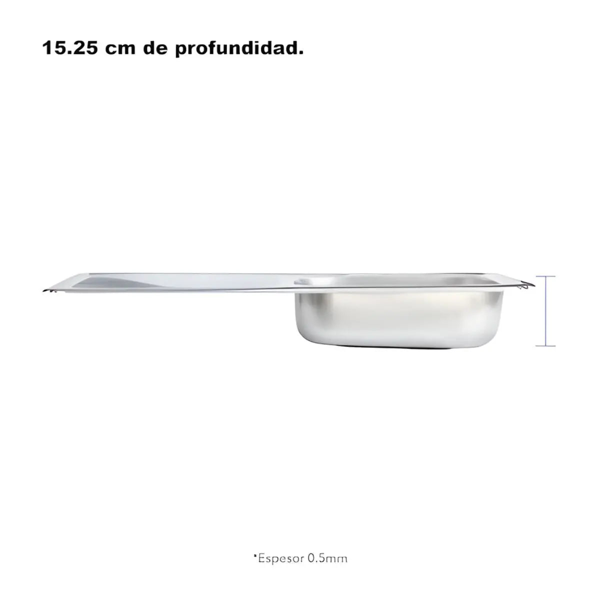 Meer Tarja Sencilla Empotrar Escurridero Izquierdo 100×50×15 cm Acero Inoxidable - CNX - detalle