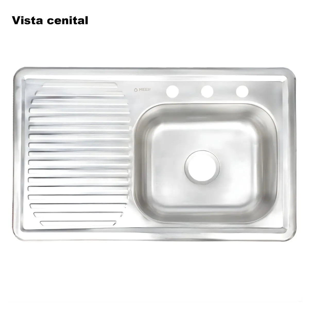 Meer Tarja Sencilla Sobreponer Escurridero Izquierdo 80×50×15 Calibre 14 MASTER 5PZ - CNX - vista lateral