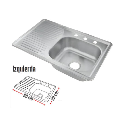 Meer Tarja Sencilla Sobreponer Escurridero Izquierdo 80×50×15 Calibre 14 MASTER 5PZ - CNX - empaque