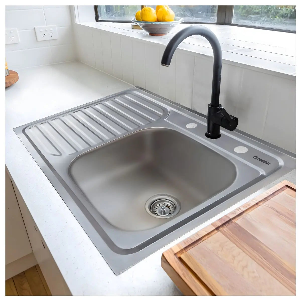 Meer Tarja Sencilla Sobreponer Escurridero Izquierdo 80×50×15 Calibre 14 MASTER 5PZ - CNX - vista trasera