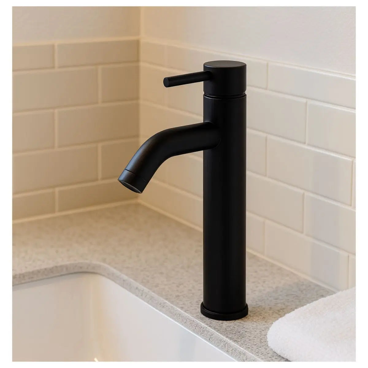 Mezcladora Monomando Lavabo Meer Laton Negro Mate 6PZ - CNX - vista trasera