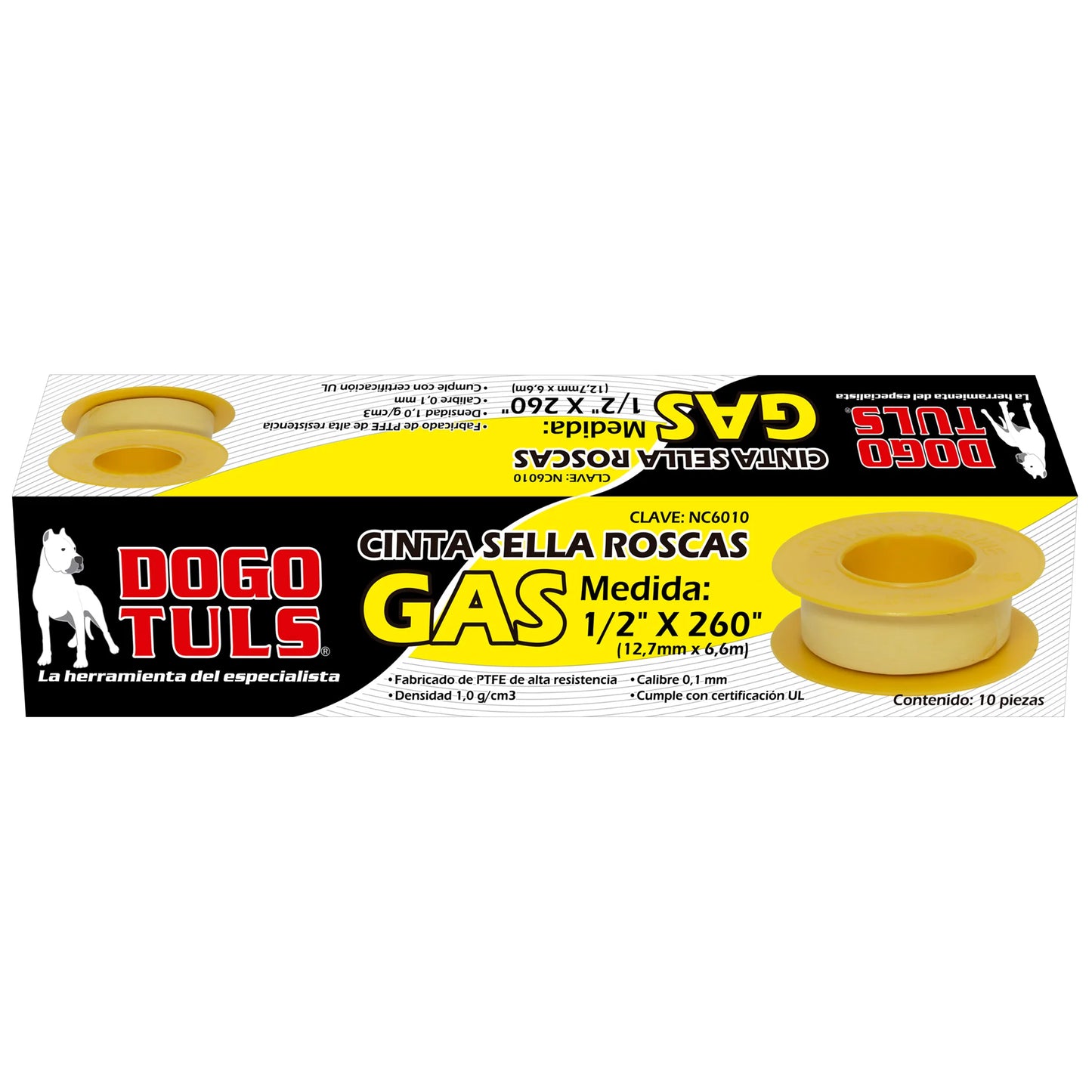 Cinta Sella Roscas Dogotuls 1/2" x 260" para Gas