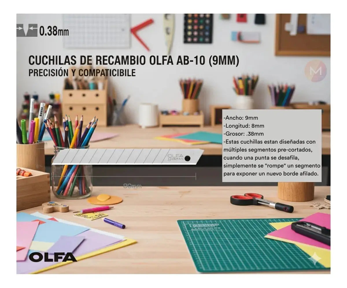 REPUESTO PARA ESTANDAR C/10 (180-B,300,A,ES-1,S,SAC,SPC,SVR,XA) Olfa - Olfa - vista lateral