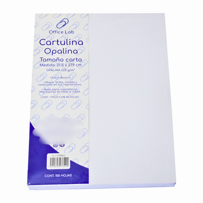 100 Hojas Cartulina Opalina Office Lab Tamaño Carta 225gr Dietrix