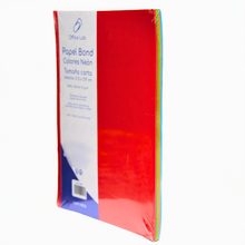 100 Hojas Papel Bond Office Lab Carta Colores Neon 75gr