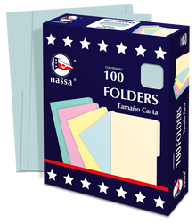 100 Folder Tamaño Carta Premium Nassa Oficina Color Azul