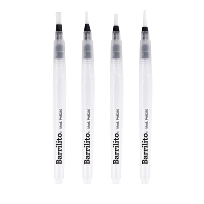 4 Pinceles Deposito Agua Barrilito Pa5310 Plastico Acuarela