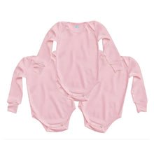 3pz Pañalero Liso Manga Corta Y Larga Ropa Bebé Color Rosa Claro