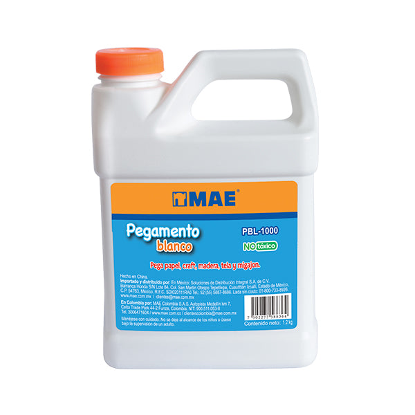 Pegamento Blanco Liquido Mae 1kg No Toxico Adhesivo Escolar