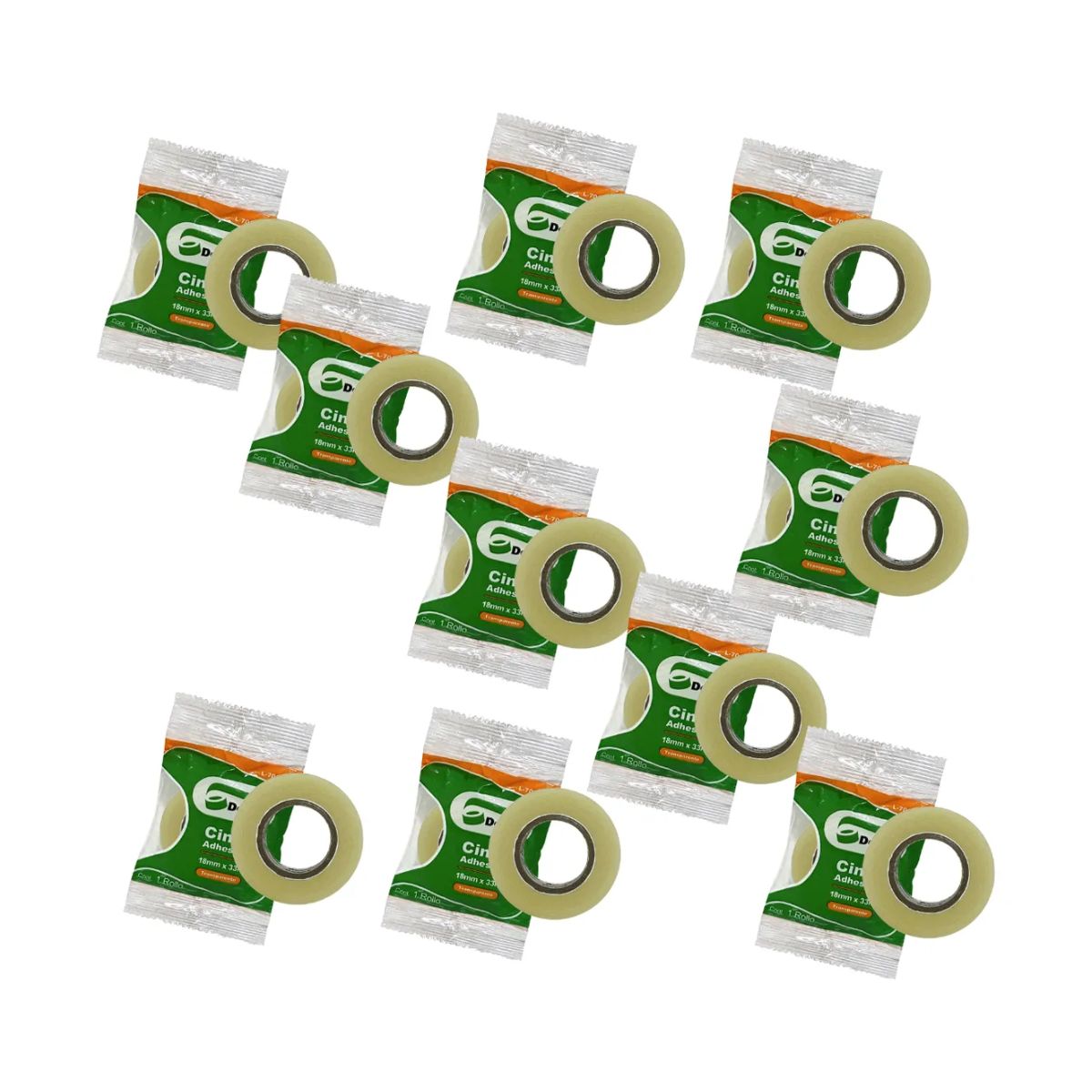 Pack 10 Cinta Corte Facil Devek 12mmx33m Transparente Escolar