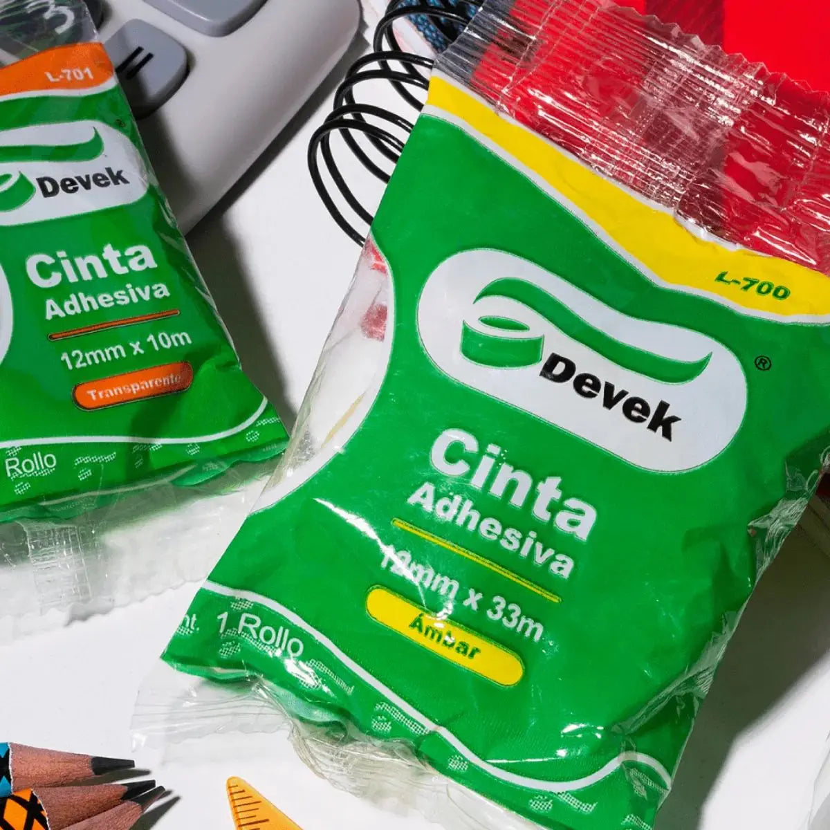 Pack 5 Cinta Corte Facil Devek 12mmx33m Transparente Escolar Devek