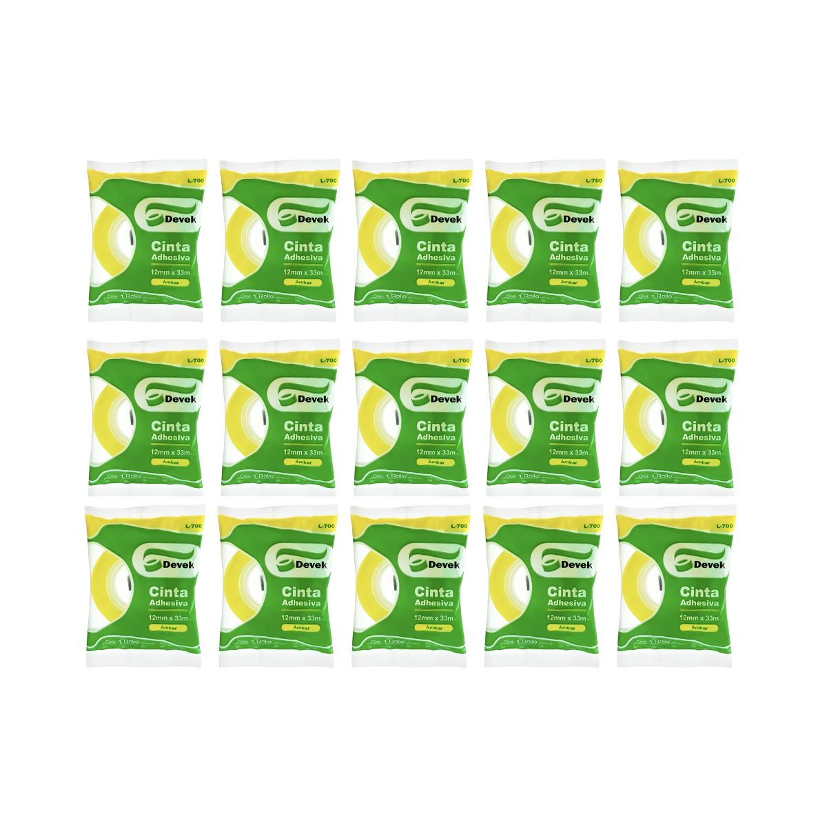 Pack 15 Cinta Corte Facil Devek 12mmx33m Transparente Escolar