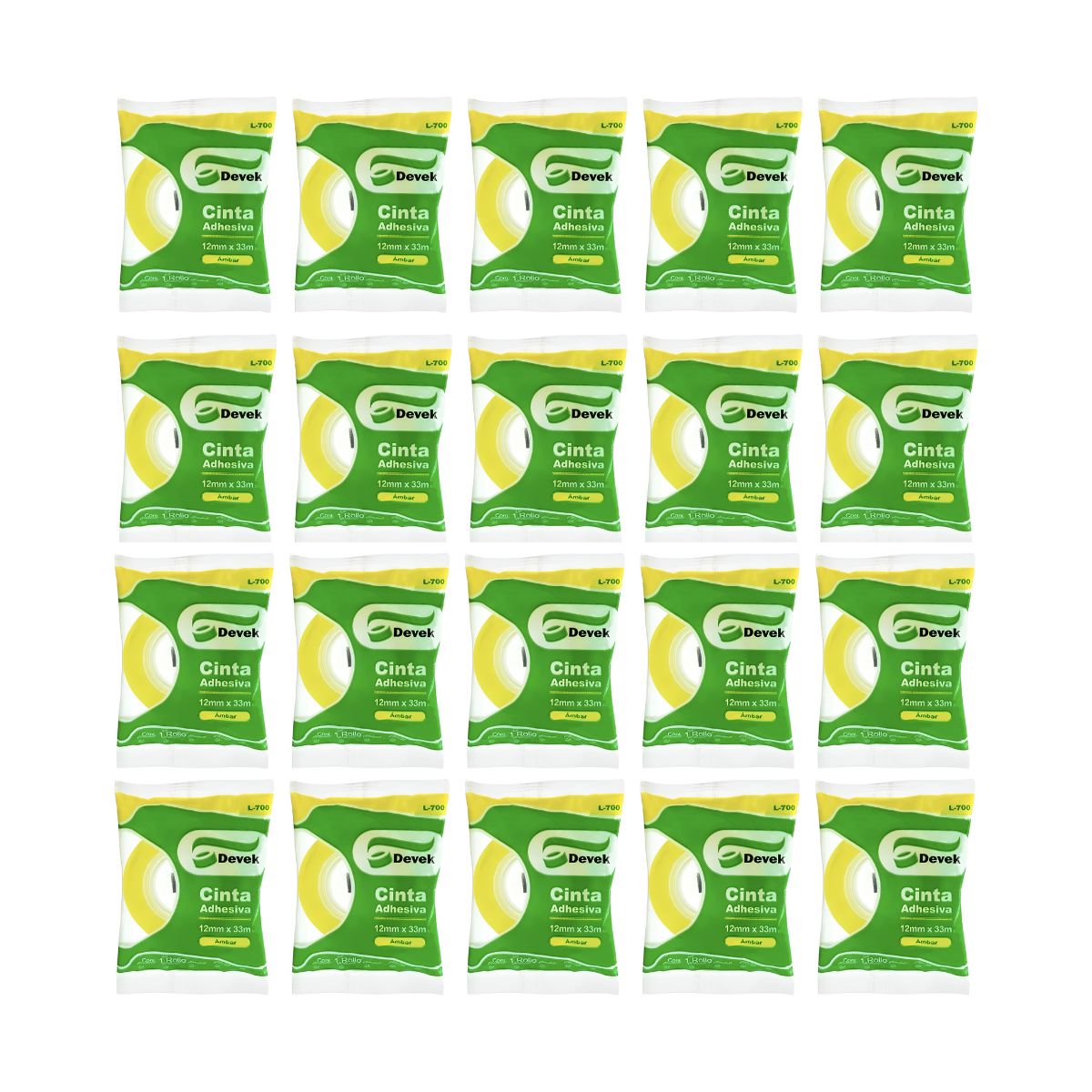 Pack 20 Cinta Corte Facil Devek 12mmx33m Transparente Escolar