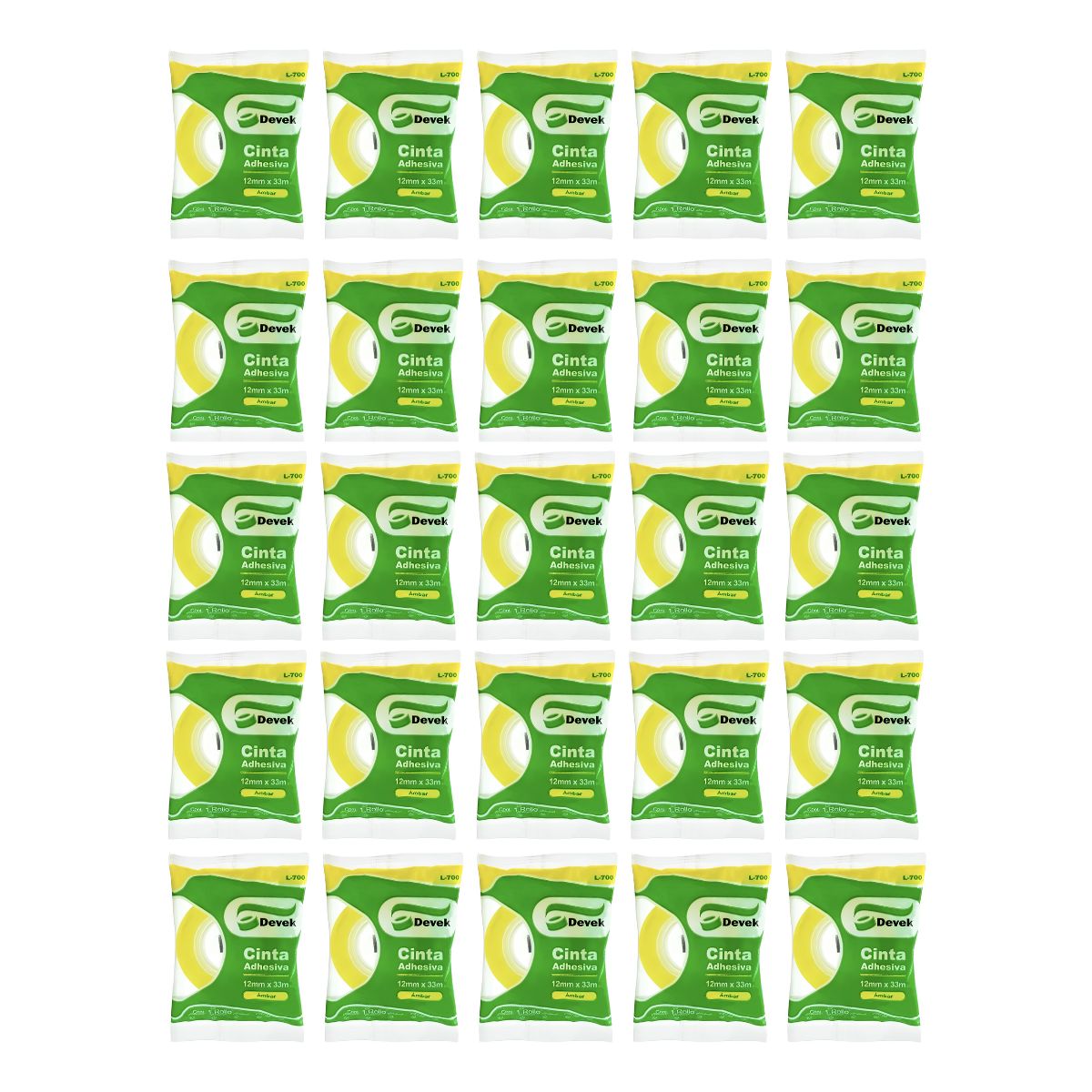 Pack 25 Cinta Corte Facil Devek 12mmx33m Transparente Escolar