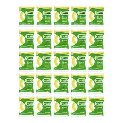 Pack 25 Cinta Adhesiva Corte Fácil Transparente de 12x33 Devek - Devek