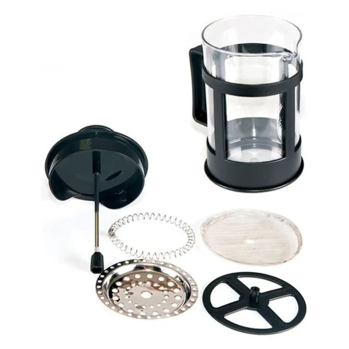 3pz Cafetera Prensa Francesa 800ml Vaso Vidrio Embolo Color Negro