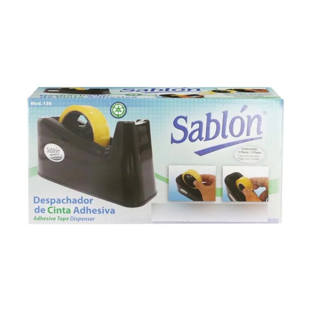 Despachador Cinta Adhesiva Sablon Rollo Chico/grande Negro