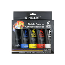 Kit Pinturas Acrílicas Indart Colores Basico Alta Viscosidad