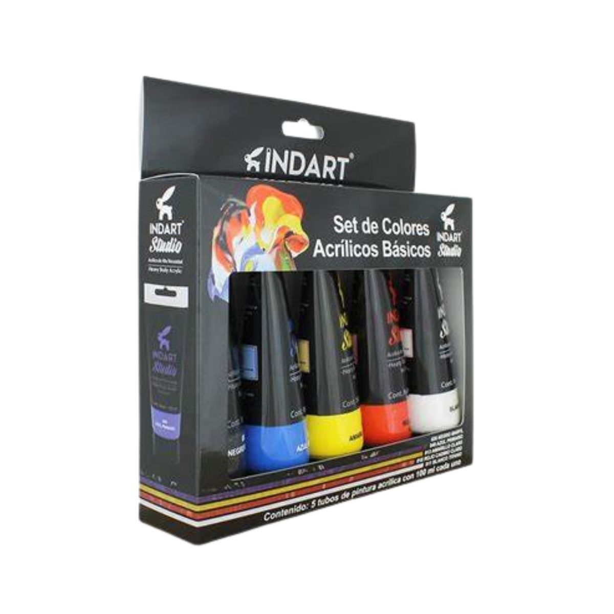 Kit Pinturas Acrílicas Indart Colores Basico Alta Viscosidad