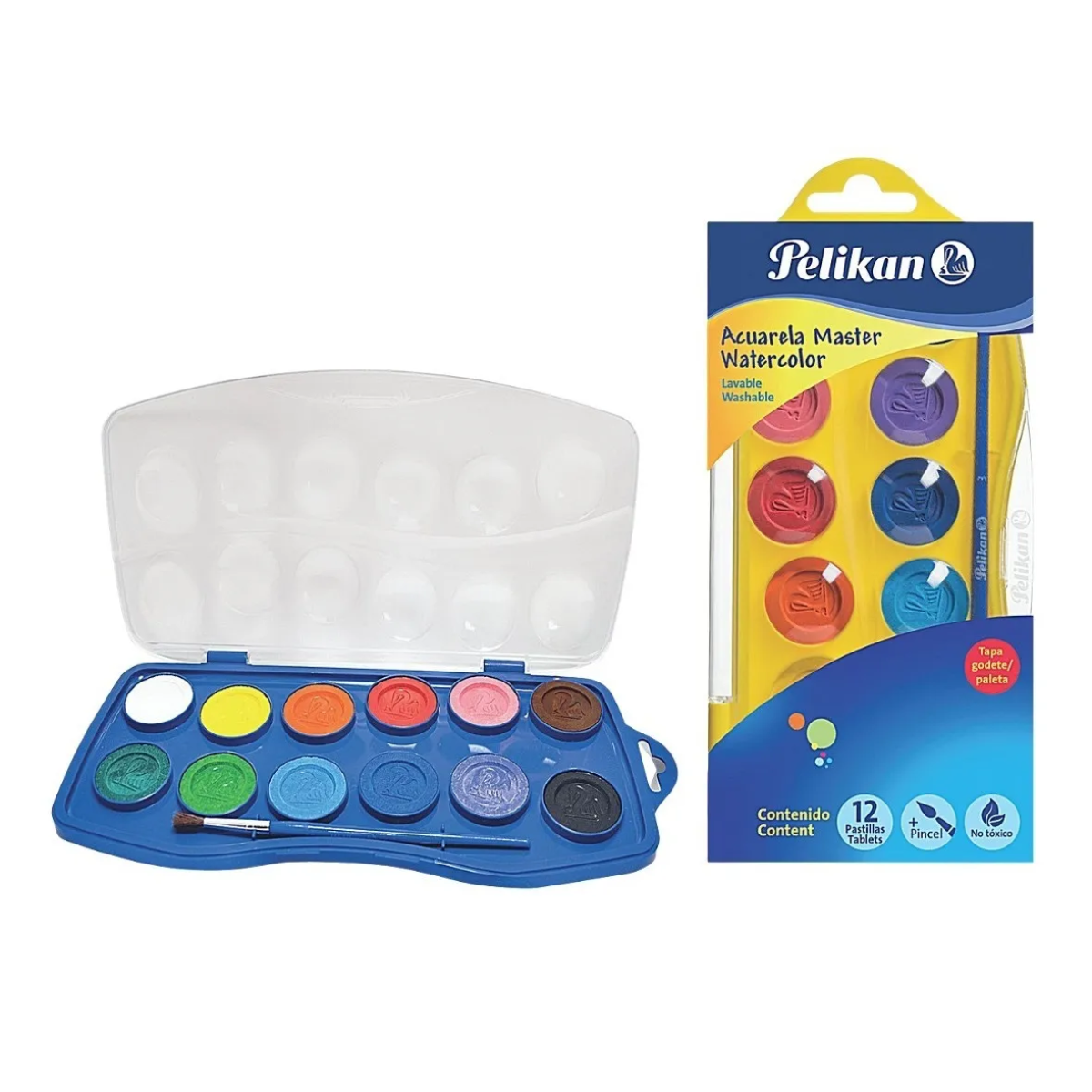 Estuche 12 Pastillas Colores Acuarela Sólida Pelikan Manualidades