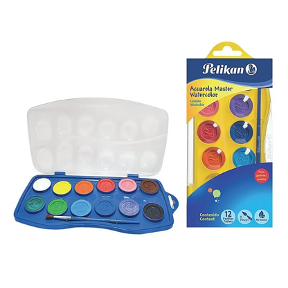 Estuche 12 Pastillas Colores Acuarela Sólida Pelikan Manualidades