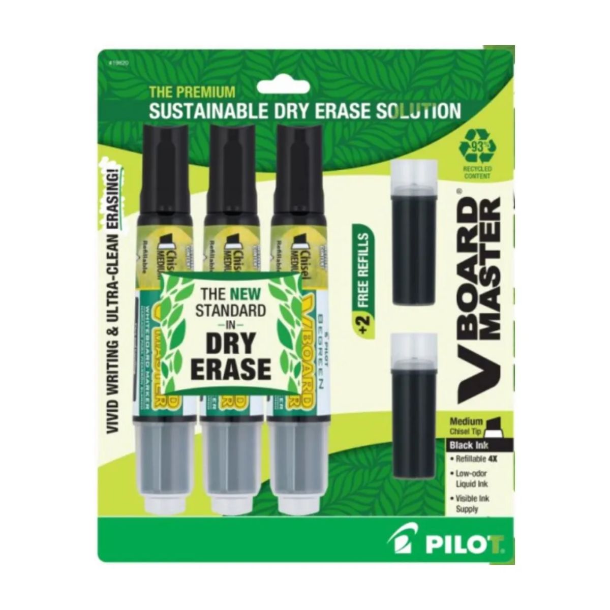 3 Marcadores 2 Refiles Pizarra Recargables Negro Pilot V Boa