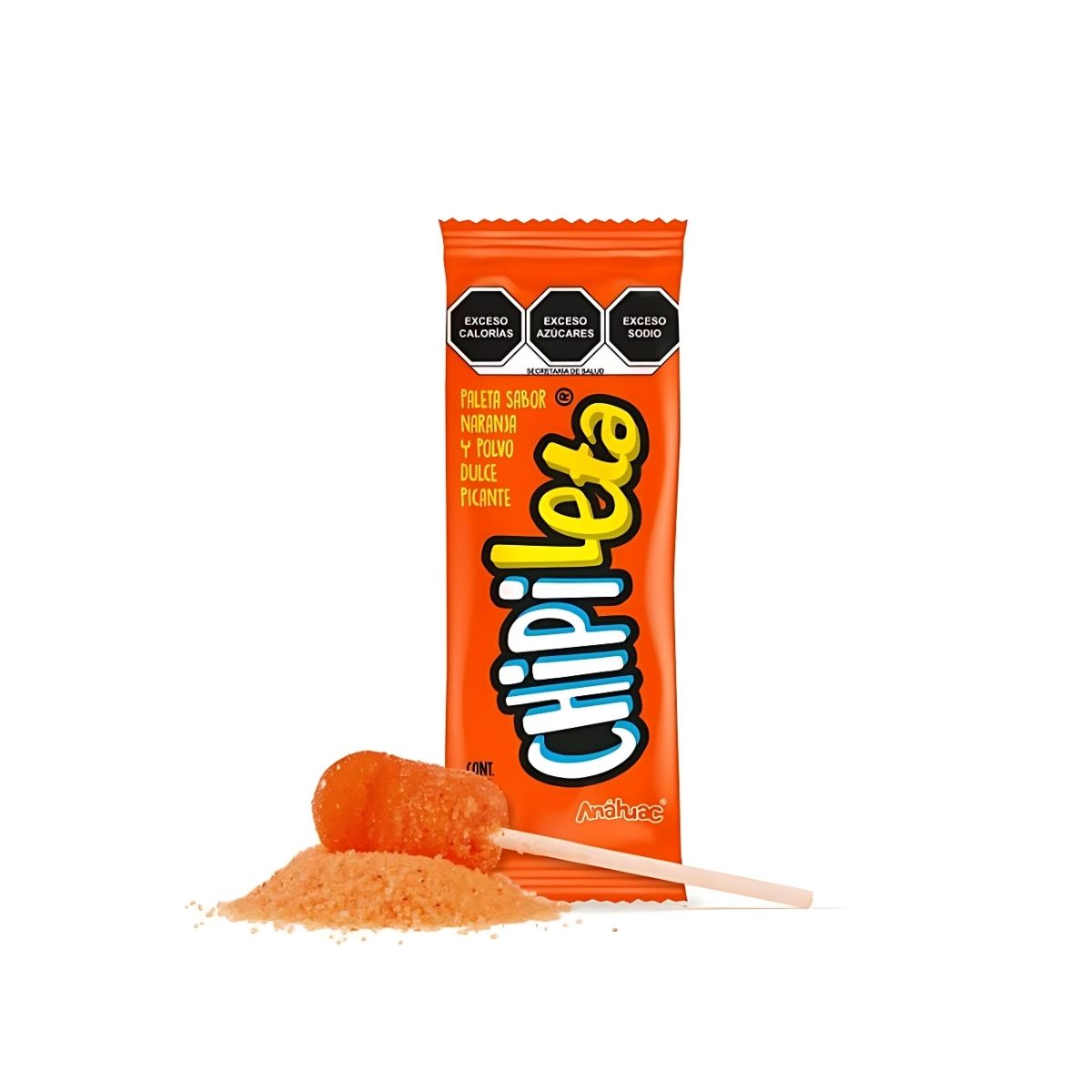 20 Paletas Caramelo Macizo Chipileta Polvo Sabor Naranja