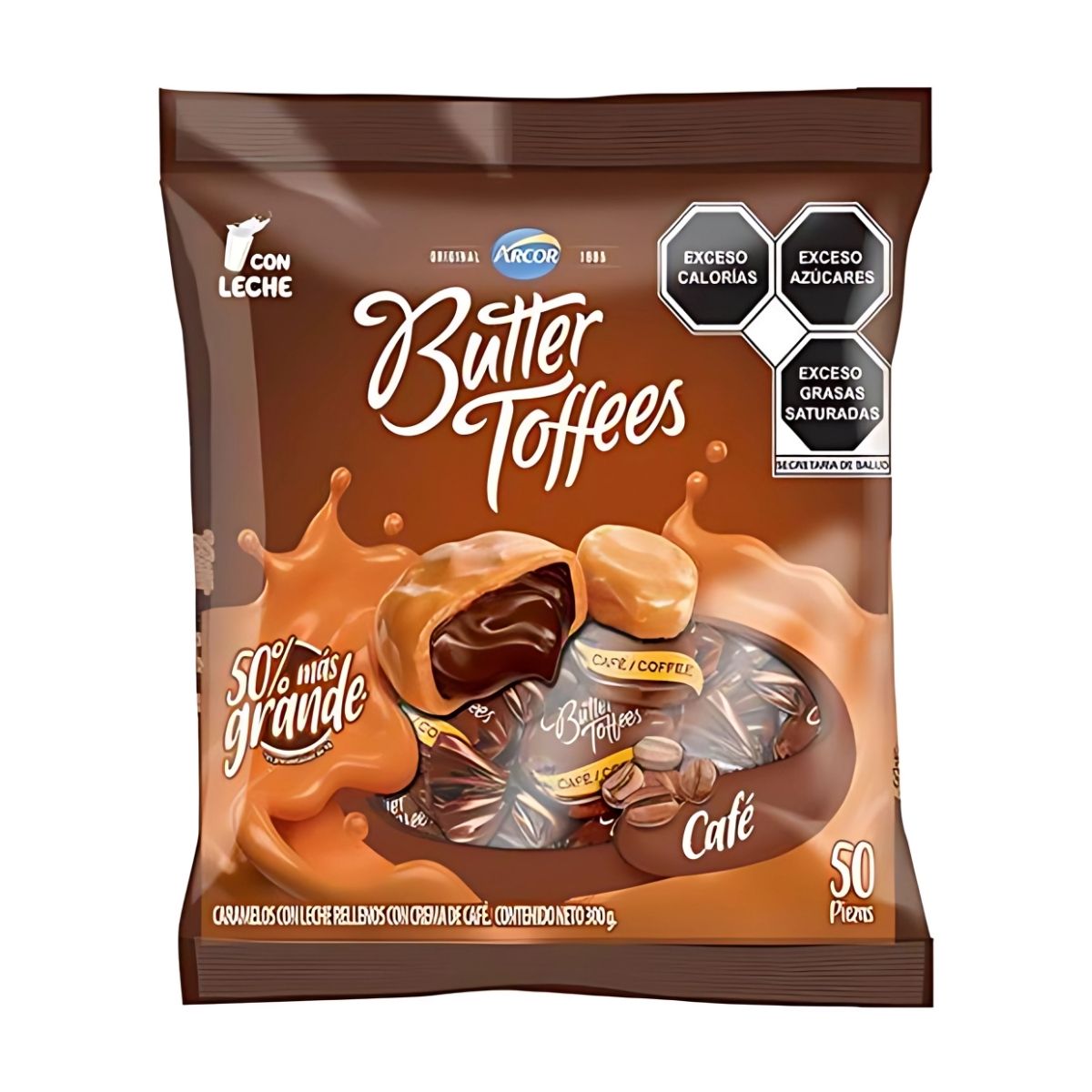 50 Caramelos Butter Toffees Arcor Con Cafe 300gr Bolsa