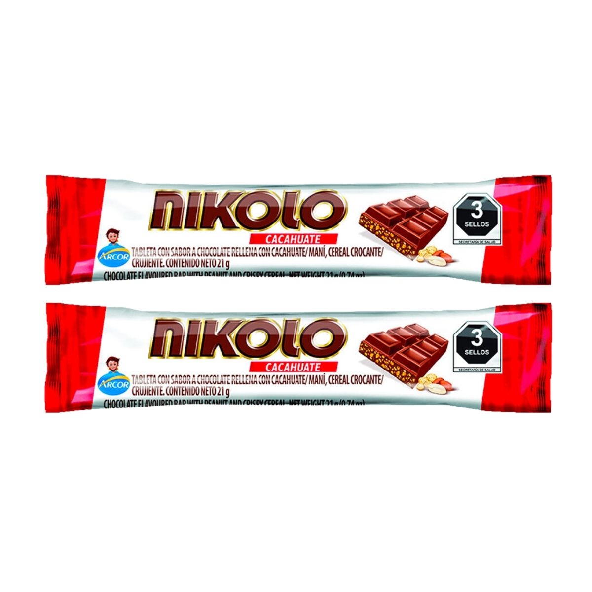 Pack 30 Barras Chocolate Con Cacahuate Nikolo Arcor