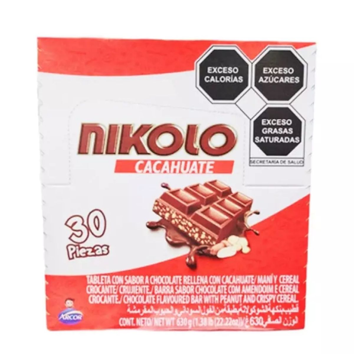 Pack 30 Barras Chocolate Con Cacahuate Nikolo Arcor