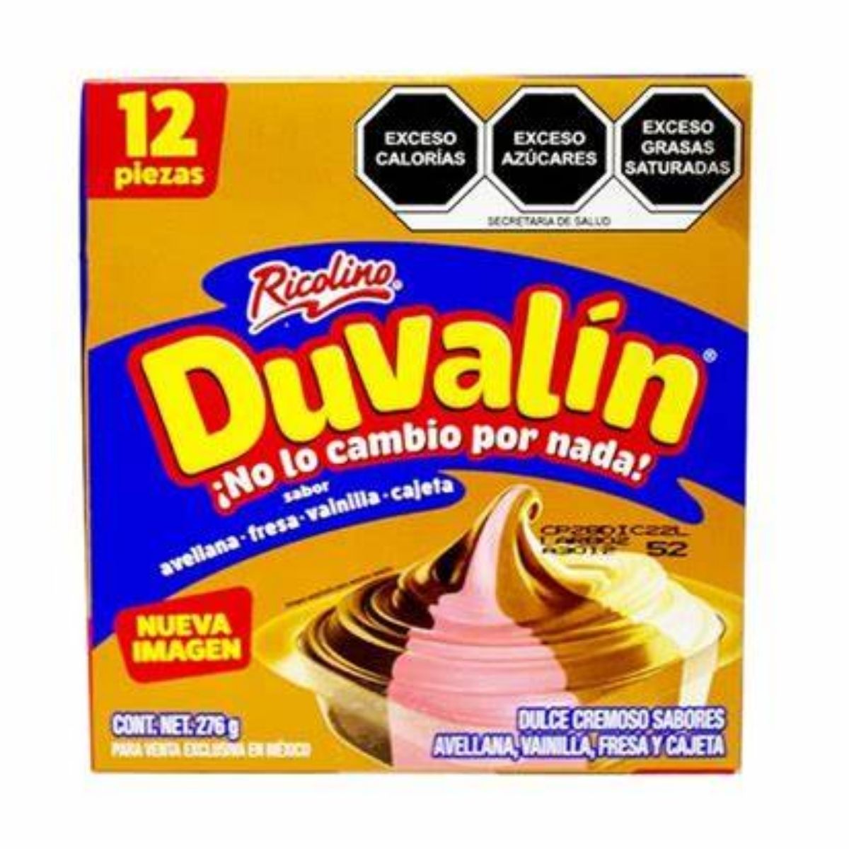 12 Duvalin Ricolino Avellana Vainilla Fresa Y Cajeta 276g