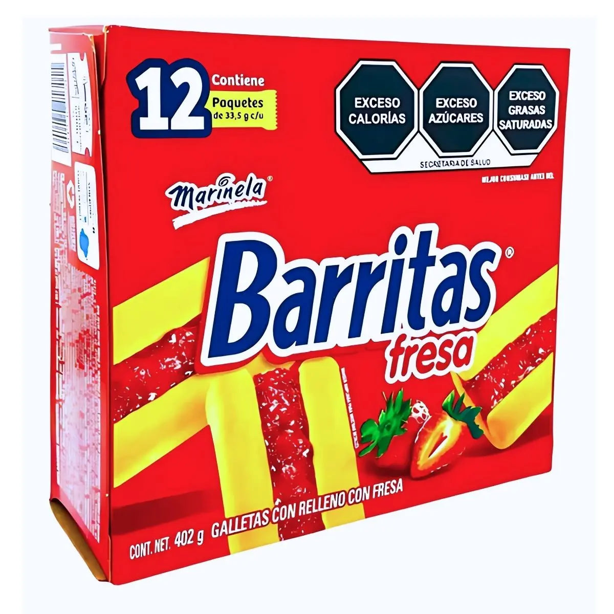 Pack 12 Barritas Marinela Jalea Sabor Fresa Suaves 402gr - Pilot - vista lateral