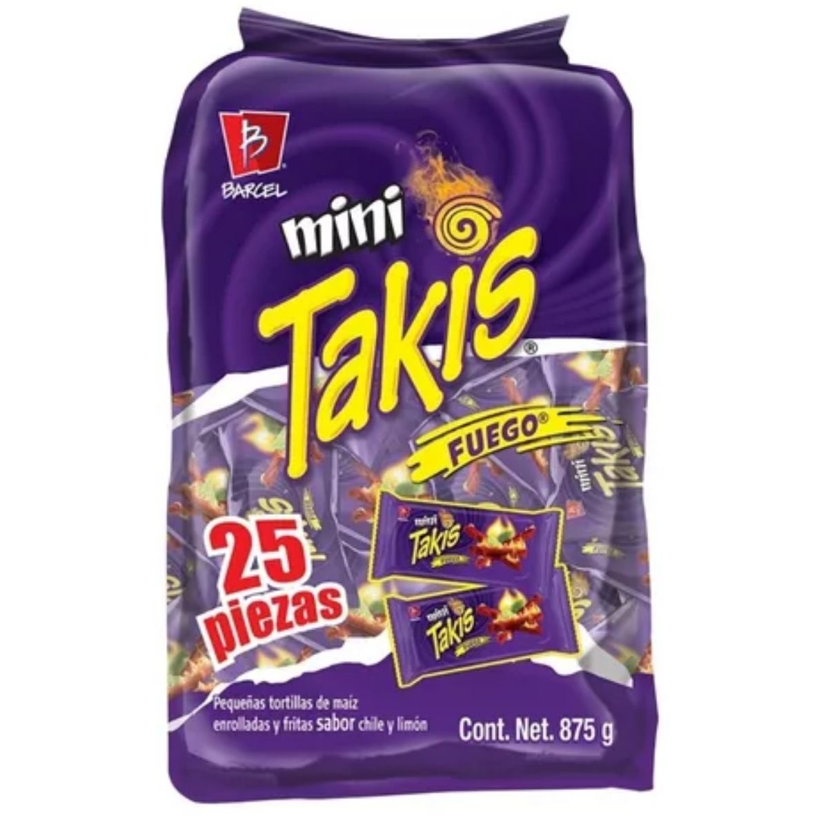 Bolsa 25 Mini Takis Fuego Barcel Botana Maiz Chile Y Limon