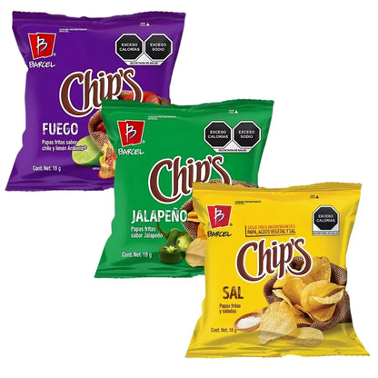 Bolsa 25 Mini Chips Barcel Botanas Surtidas 18g C/u - Pilot - vista lateral