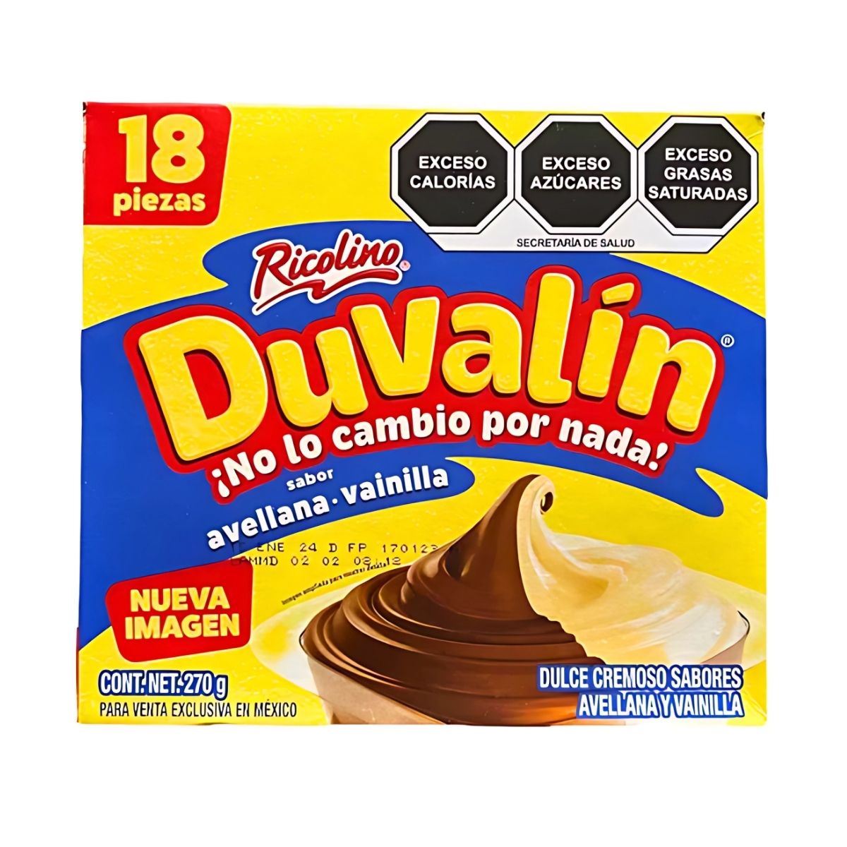 18 Duvalines Bisabor Ricolino Avellana Vainilla 270gr