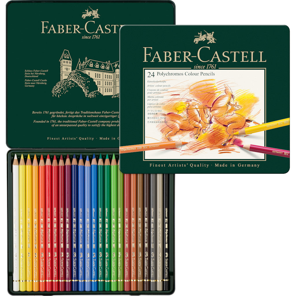 Lápices de Colores Faber Castell Polychromos Profesionales Premium 24 Pz - MarchanteMX