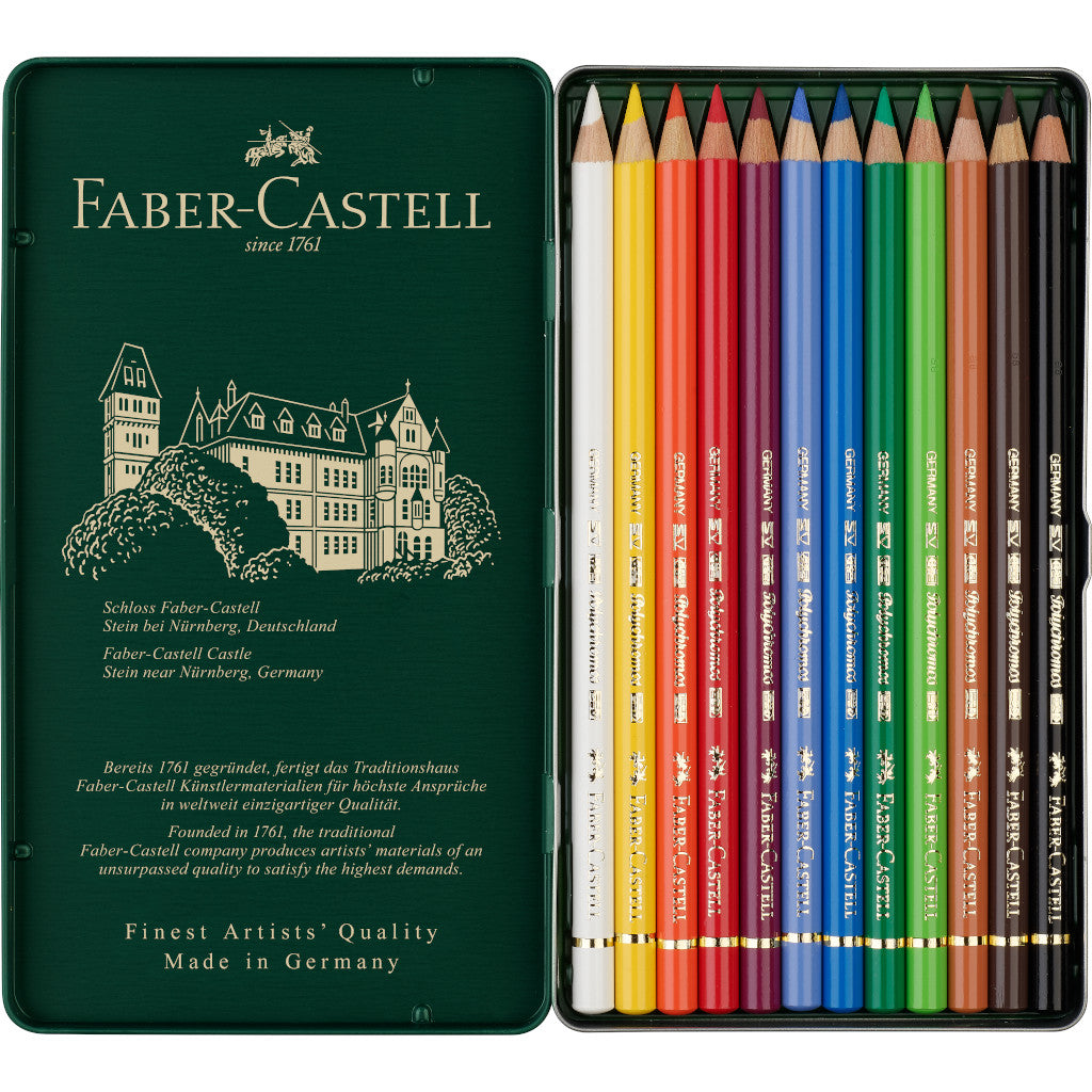 Lápices de Colores Faber Castell Polychromos Profesionales Premium 12 Pz - MarchanteMX