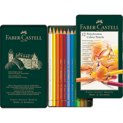Lápices de Colores Faber Castell Polychromos Profesionales Premium 12 Pz - MarchanteMX