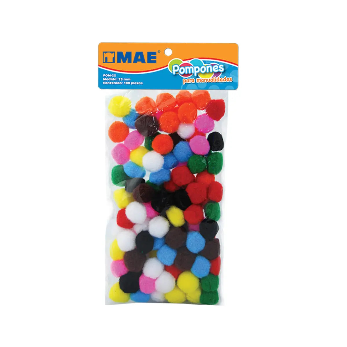 Pompones de 25mm, bolsa con 100 piezas MAE - Mae