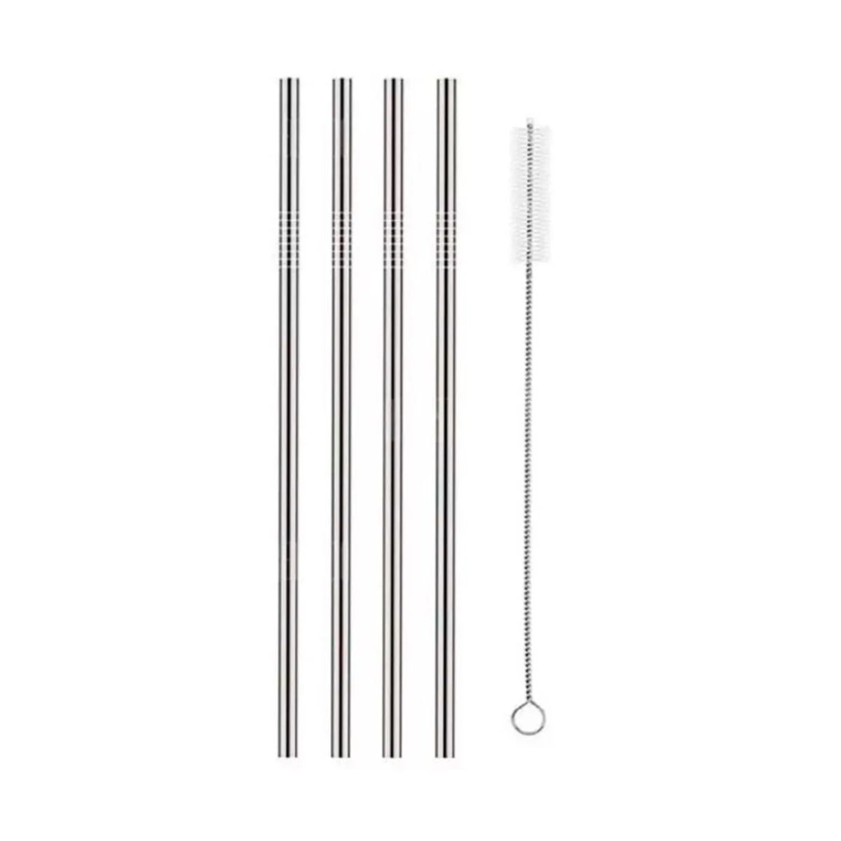 Set de 4 Popotes Reusables de Acero Inoxidable Rectos Ergonómico DRINKLAB